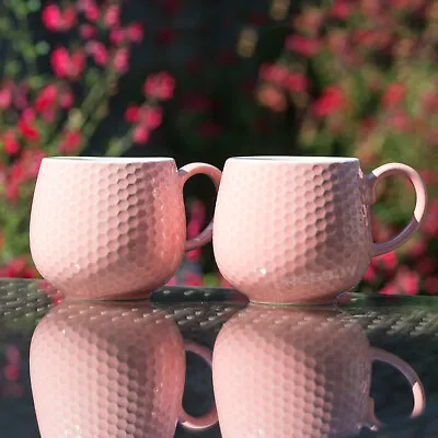 Buy Set Of 4 Mason Cash Pink Embossed Mugs 370ml Fine Stoneware Tea Coffee Cups 13oz • 23£