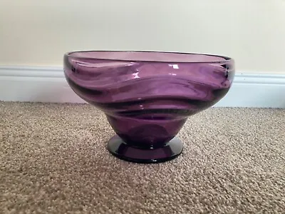 Buy Thomas Webb Glass Amethyst Purple Venetian Ripple Footed Bowl 1930s/40s • 50£