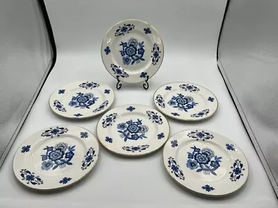 Buy 6 Lord Nelson Pottery England 12-69 Blue Floral Flower 7  Dessert Salad Plates  • 18.92£