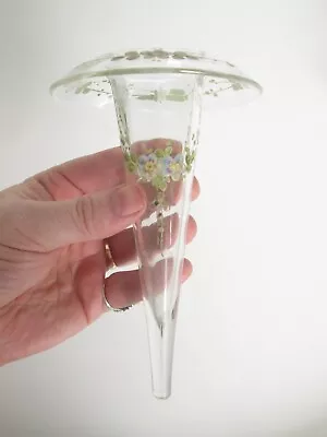 Buy BEAUTIFUL ANTIQUE 19th VICTORIAN BOHEMIAN CZECH PAINTED EPERGNE GLASS FLUTE VASE • 19.99£