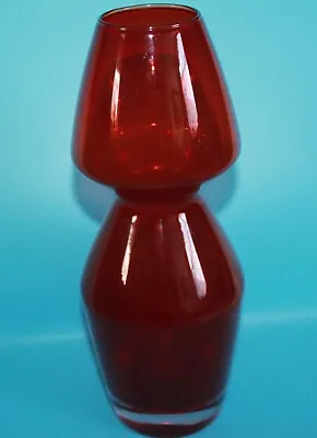 Buy RIIHIMAKI RED GLASS VASE DESIGNED BY AIMO OKKOLIN PATTERN No 1479 C 1960's • 25£