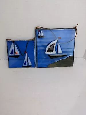 Buy Set Of 2 Stained Glass Light Catcher Sailboats • 36.05£