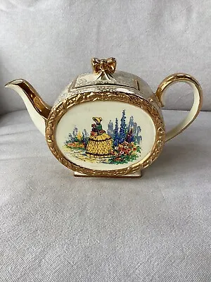 Buy Vintage Collectible Oval Sadler Teapot - Crinoline Lady In Garden • 6.50£