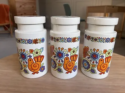 Buy Vintage Lord Nelson Pottery “Gaytime” Lidded Storage Jars X3 Set Of 3 • 60£
