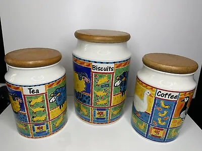 Buy Dunoon Farmyard  Tea Coffee Biscuit Jar Cannister Stoneware Vintage 90's • 45£