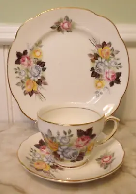 Buy Duchess Bone China Multi Roses Tea Cup, Saucer & Plate Trio Set  Made In England • 28.41£