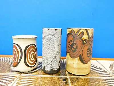 Buy Retro Briglin Studio Pottery Vases, Wax Resist Cylinder, Handmade 1970s Ceramics • 70£