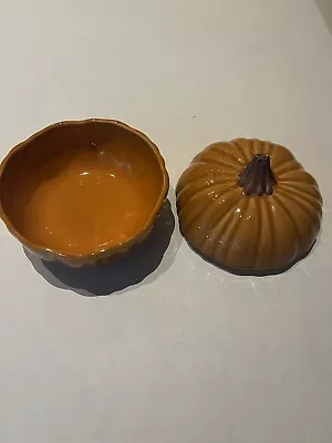 Buy Pottery Barn Pumpkin Candy Lidded Bowl Thanksgiving Halloween Ceramic • 28.37£