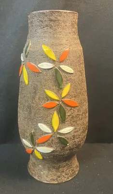 Buy Bitossi Pottery Vase Aldo Londi Applied Colored Leaves Mid Century Modern 13.25” • 120.52£