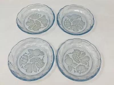Buy Glass Dessert Bowls Fruit Pattern Vtg Clear Glass X4 Round 6  Diameter GA • 4.99£