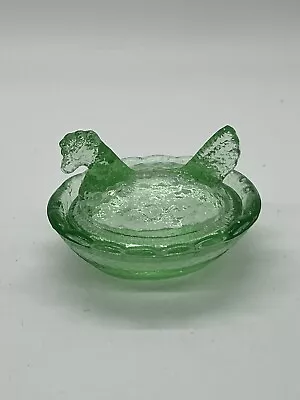 Buy Vintage Mini Green Glass Hen On Nest Basket Salt Cellar Dish • 22.09£