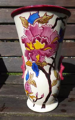 Buy Vintage Unusual Langley Mill Floral Stoneware Pottery Flower Vase Hand Painted • 9.99£