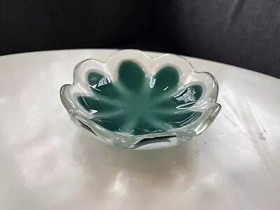 Buy 1955 FLYGSFORS Swedish Art Glass Bowl COQUILLE MCM Green - Signed P Kedelv • 40.25£