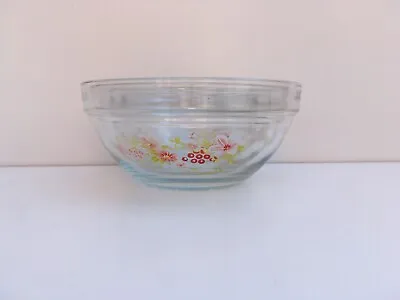 Buy Vintage Set Of 4 Glass Nesting Bowls Durable Heat Resistant Floral Pattern Bowls • 14.99£
