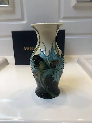 Buy MOORCROFT  SEA HOLLY PATTERN VASE, DESIGNED BY EMMA BOSSONS. BOXED. 1st Quality • 99£