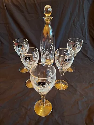Buy Royal Doulton Chelsea Crystal 5 X Wine Glasses 7.5  (19cm) Tall + Decanter • 119£
