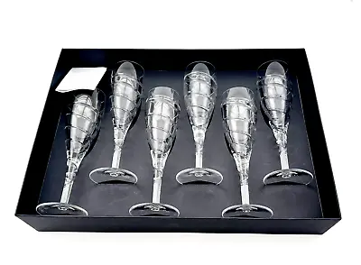 Buy 6 X House Of Fraser Sierra Champagne Flutes, 24% Lead Crystal, Spiral Cut Modern • 10.45£