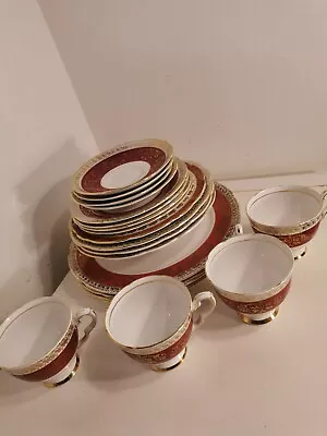 Buy Vintage Royal Stafford Red White And Gold Tea Set For 4 Persons 20 Piece • 25£