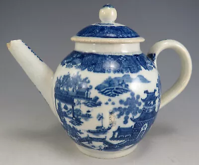 Buy Antique Pottery Pearlware Blue Transfer Miniature Chinoiserie Teapot 1810 • 59£