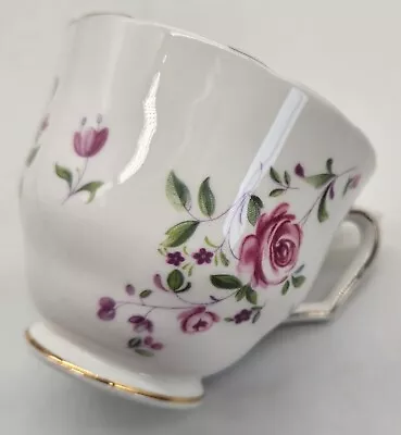 Buy Vintage Crown Staffordshire England Fine Bone China Teacup Pink Purple Floral • 23.71£