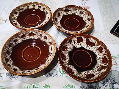 Buy 4 Vintage Fosters Pottery Honeycomb Drip Glaze Brown - Saucers  • 0.99£