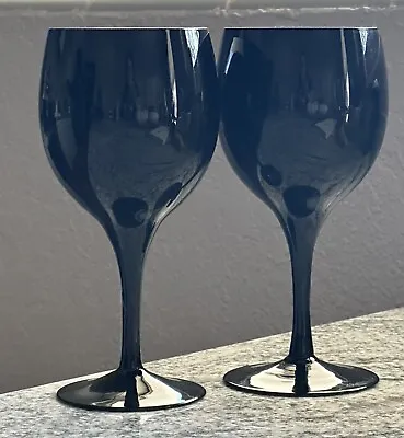 Buy Vtg Black Amethyst Wine Glasses Sasaki Crystal Glassware Elegant Gothic Witchy • 23.62£