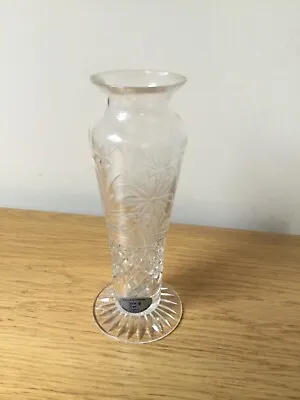 Buy Royal Welsh Crystal Cut Glass Flower Vase. Height 17 Cm 6.75” Original Label • 10£