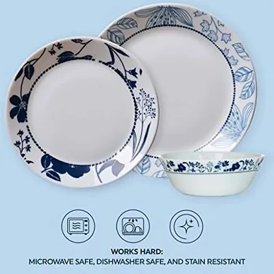 Buy Corelle 12 Pcs Vitrelle Rutherford Dinnerware Set Dishwasher Safe Service For 4 • 58.72£