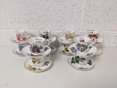 Buy Royal Stafford Flower Of The Month Tea Cup And Saucer Complete Set Of 12 • 49.99£