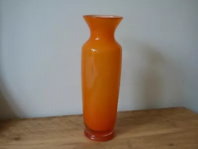 Buy Orange Murano British Studio Lead Art Glass Stem Bud Flower Vase Free Uk P+p • 24.99£