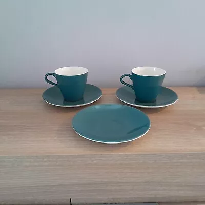 Buy Vintage Poole Pottery Blue Moon 2 Teacups And 3 Saucers. Good Condition • 10£