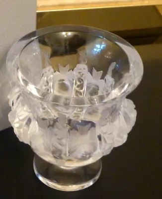 Buy Vase Lalique Hand Finished Crystal Art Vase-  Sparrows In Relief Simply Luxury • 350£