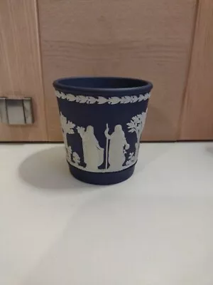 Buy Vintage 1973 Wedgwood Jasperware Small Dark Portland Blue Planter / Vase  • 18£