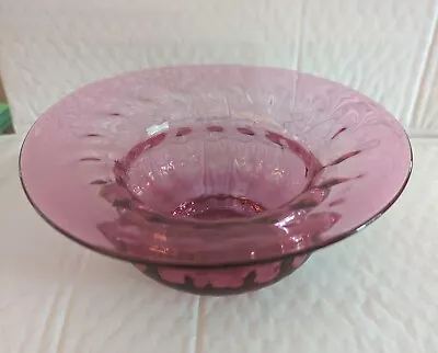 Buy Beautiful! Vintage Ribbed Cranberry Color Wide Rimmed Bowl  • 14.48£