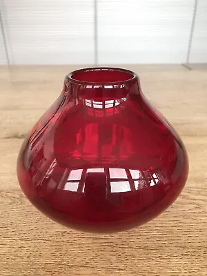 Buy Optical Ribbed Glass Vase By Whitefriars. Ruby Red • 45£