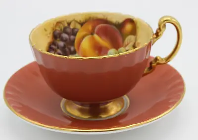 Buy Aynsley Orchard Salmon And Gold Cup And Saucer • 55£