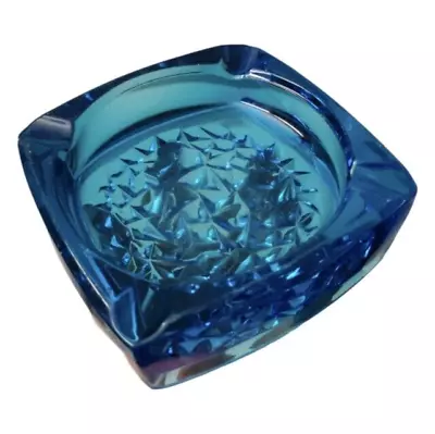 Buy VTG Rudolf JURNIKL Sklo Union Czech Vaseline Blue Glass Ashtray • 24.99£