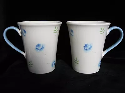 Buy Arthur Wood Ceramic Pair Of Mugs - Cream With Blue Rose Flower Design Cups • 9.99£