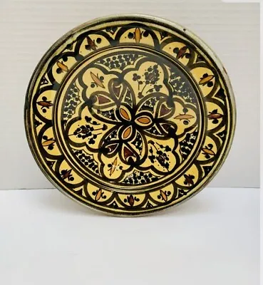 Buy Moroccan Yellow & Black Serving Bowl/Wall Hanging Safi Morocco Signed • 34.15£