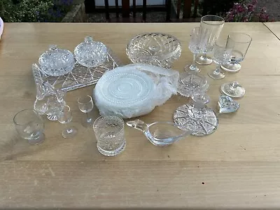 Buy Vintage Cut Glass Job Lot Trays - Bowls -glasses • 10.99£