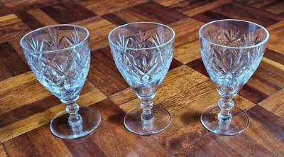 Buy Three Vintage Cut Glass Sherry Glasses • 5£
