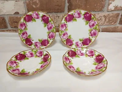 Buy Royal Albert   Old English Rose  Bone China Tea Plates × 2 And 2 Saucers. • 20£