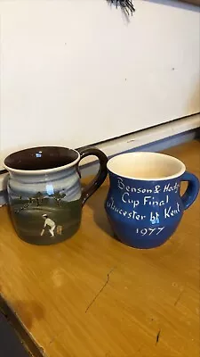 Buy 1977 Gloucestershire V Kent B&H Cup & C Smith Abbot Pottery Cup Handpainted • 3.99£