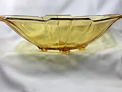 Buy Vintage Glass Art Deco Serving Dish Bowl Chevron Oval Shaped  Fruit Etc Lovely. • 5£