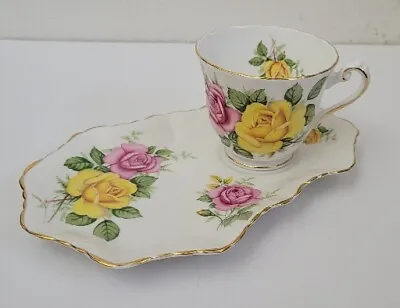 Buy Vintage Tennis Tea Cup Saucer/Snack Plate Rose Design H M Sutherland Bone China • 47.25£
