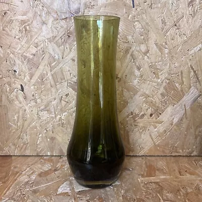 Buy Vintage Riihimaki Olive Green Scandinavian Glass Vase 25cm • 8.99£