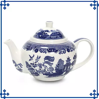 Buy Blue Willow Teapot 1 Litre Ceramic Tableware Collectible Antique Oriental Style • 21.75£