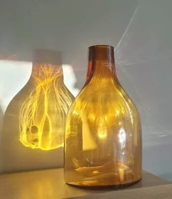 Buy Glass Vase Vintage Hand Made Orange Flat Back Made In Poland • 25£