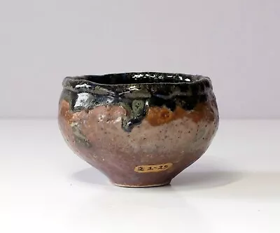 Buy Japanese Studio Pottery Hand Built Black & Brown Raku-Ware Chawan / Tea Bowl • 9.99£