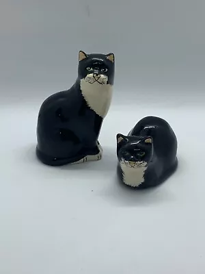 Buy Babbacombe Pottery Devon Cat Figures X 2 ~ Black And White Cats ~ Vintage • 14.99£